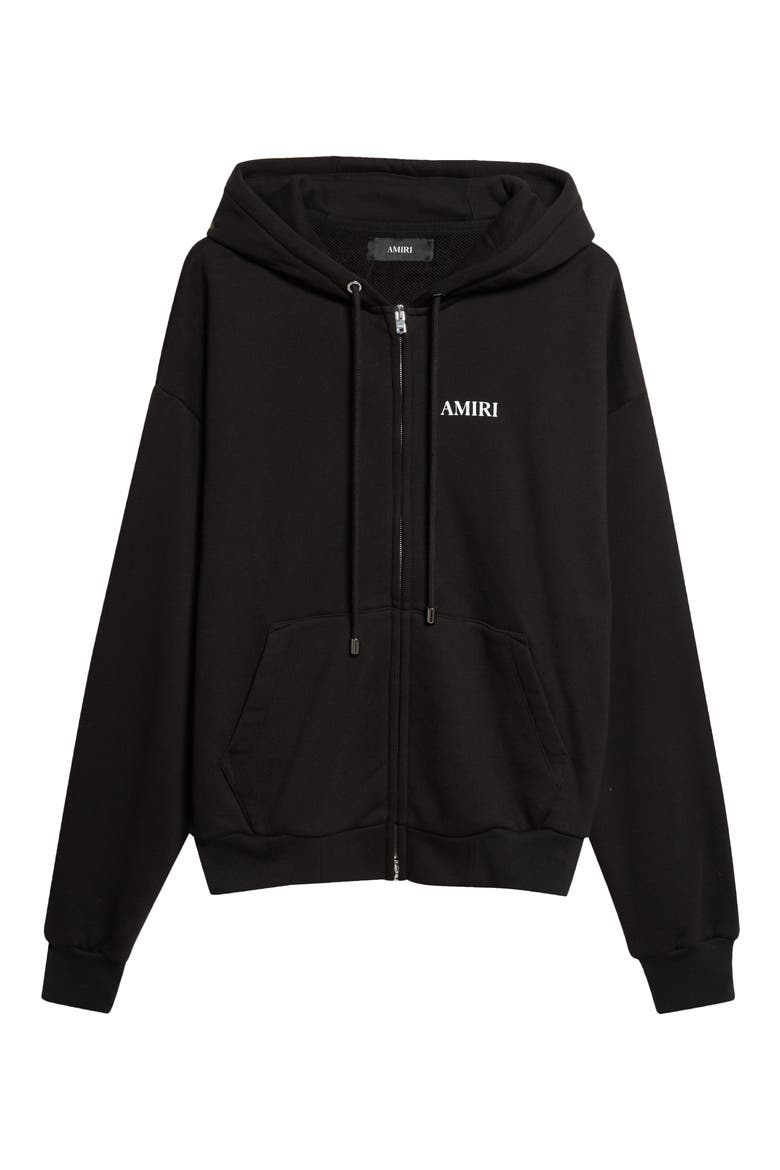 Relaxed Cotton French Terry Zip-Up Hoodie, Main, color, BLACK