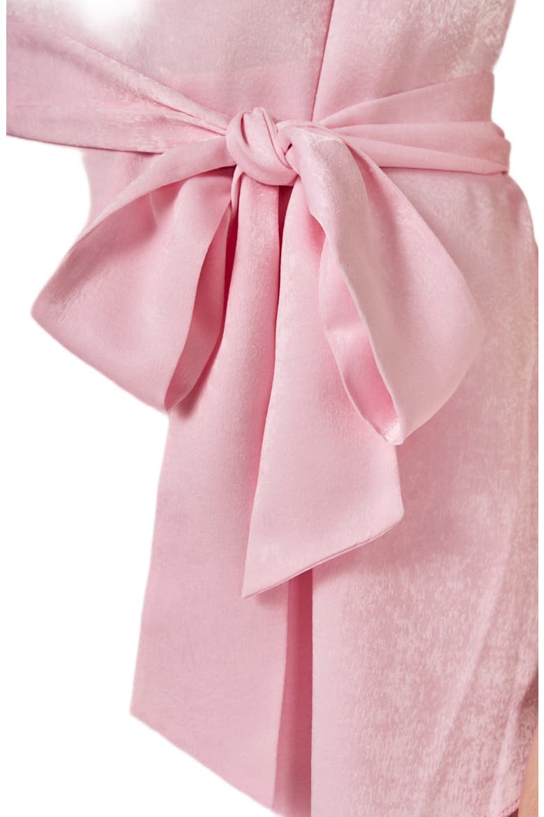 Tie Strap Belted Satin Romper, Alternate, color, BABY PINK