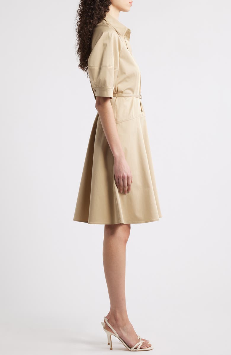 BOSS Delaurena Stretch Cotton Shirtdress, Alternate, color, Light Beige
