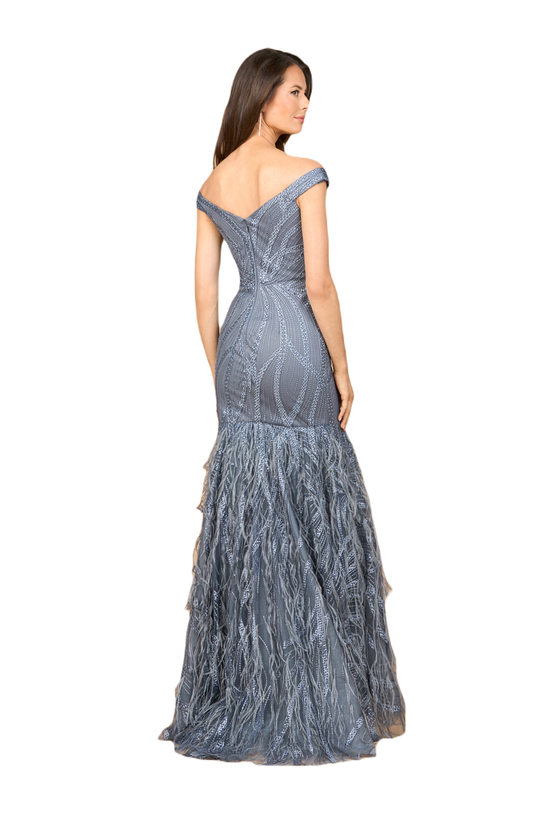 Beaded Faux-Wrap V-Neck Bridal Gown, Alternate, color, Mink