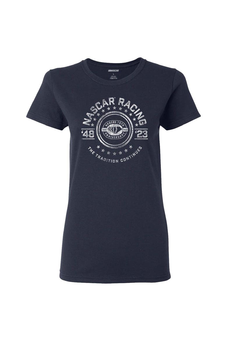 Women's Checkered Flag Heather Navy NASCAR 75th Anniversary Tradition T-Shirt, Alternate, color, Heather Navy