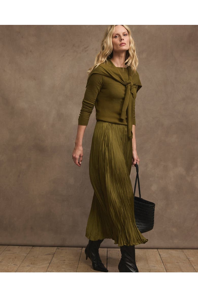 Crinkle Maxi Skirt, Alternate, color, Green