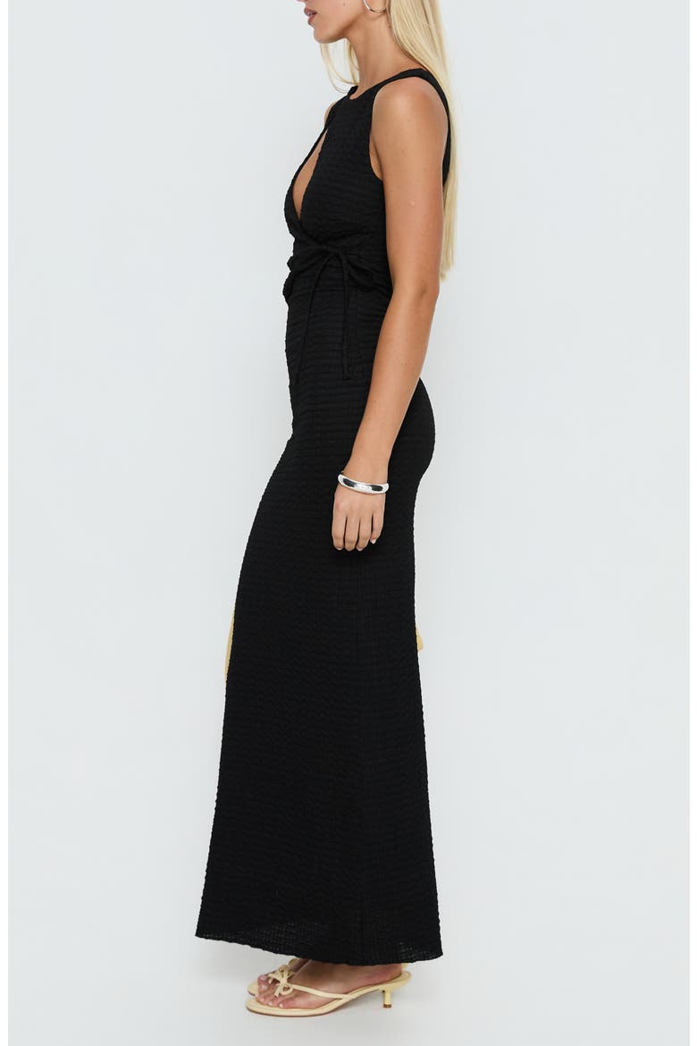Cymone Texture Cutout Sleeveless Maxi Dress, Alternate, color, BLACK