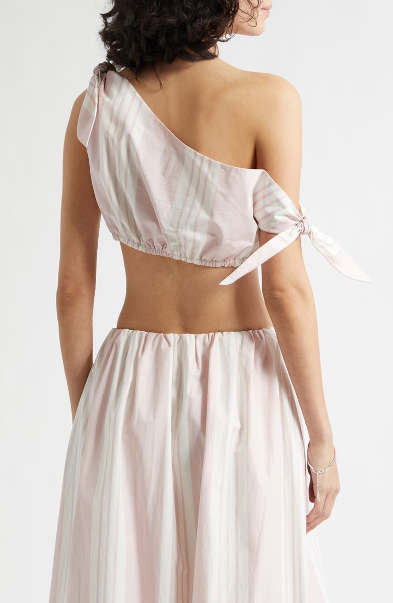 POSSE Rosie Stripe Asymmetric Neck Crop Top, Alternate, color, Pink Stripe