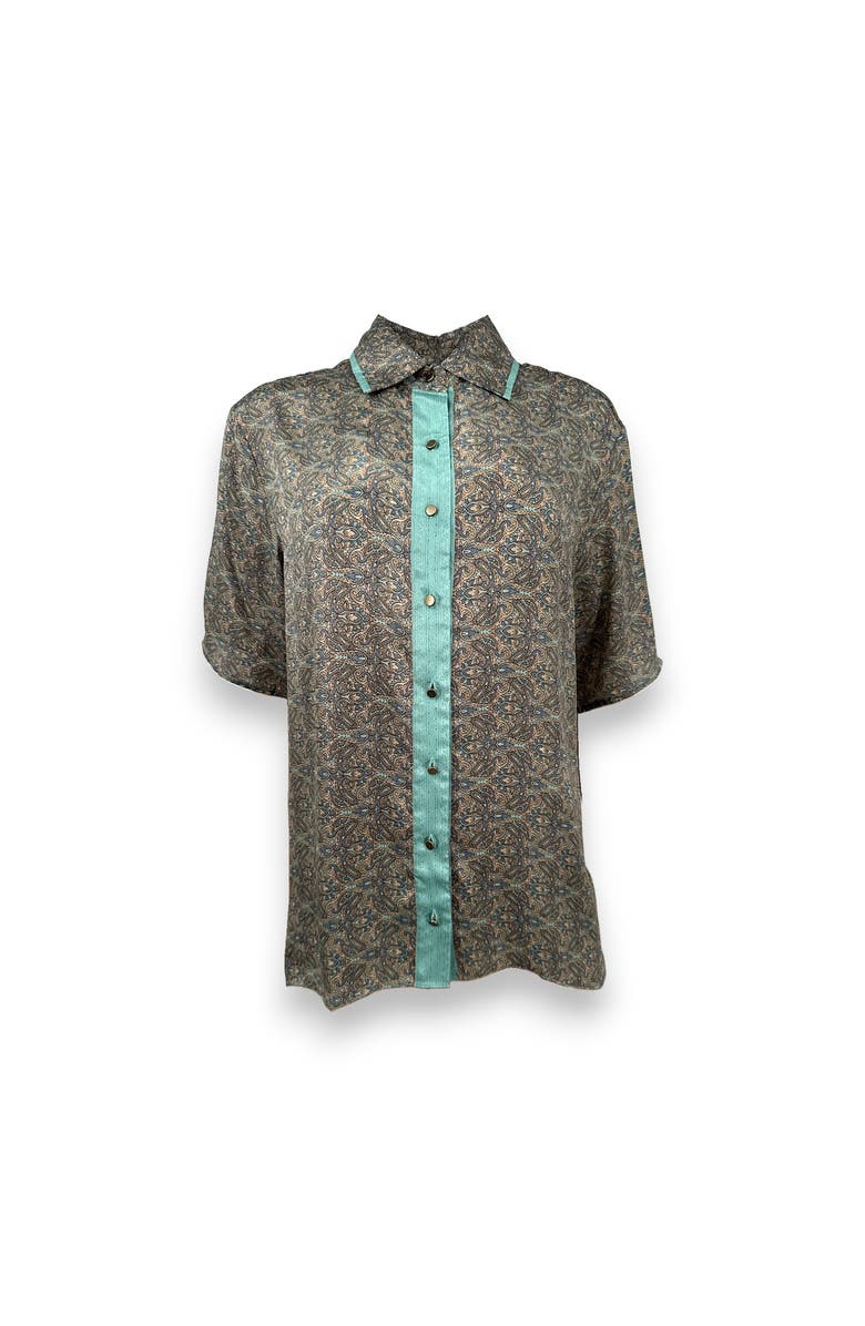 Monzlapur Paisley Motif Short Sleeve Shirt, Main, color, Mint
