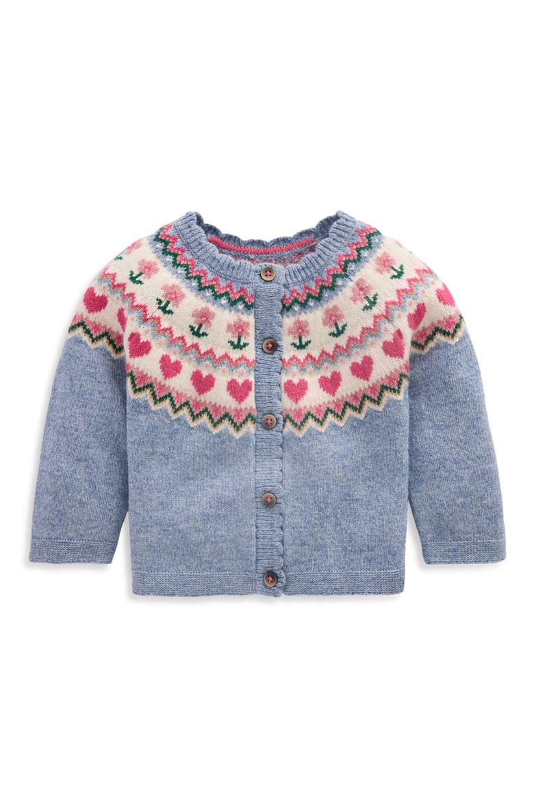 Kids' Fair Isle Cardigan, Main, color, BLUE MARL
