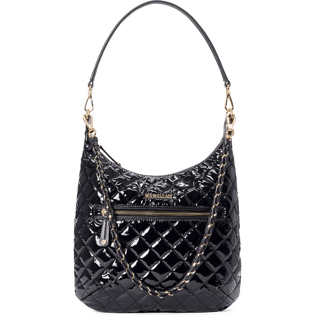 MZ Wallace Crosby Sienna Quilted Nylon Shoulder Bag in Black Lacquer  product