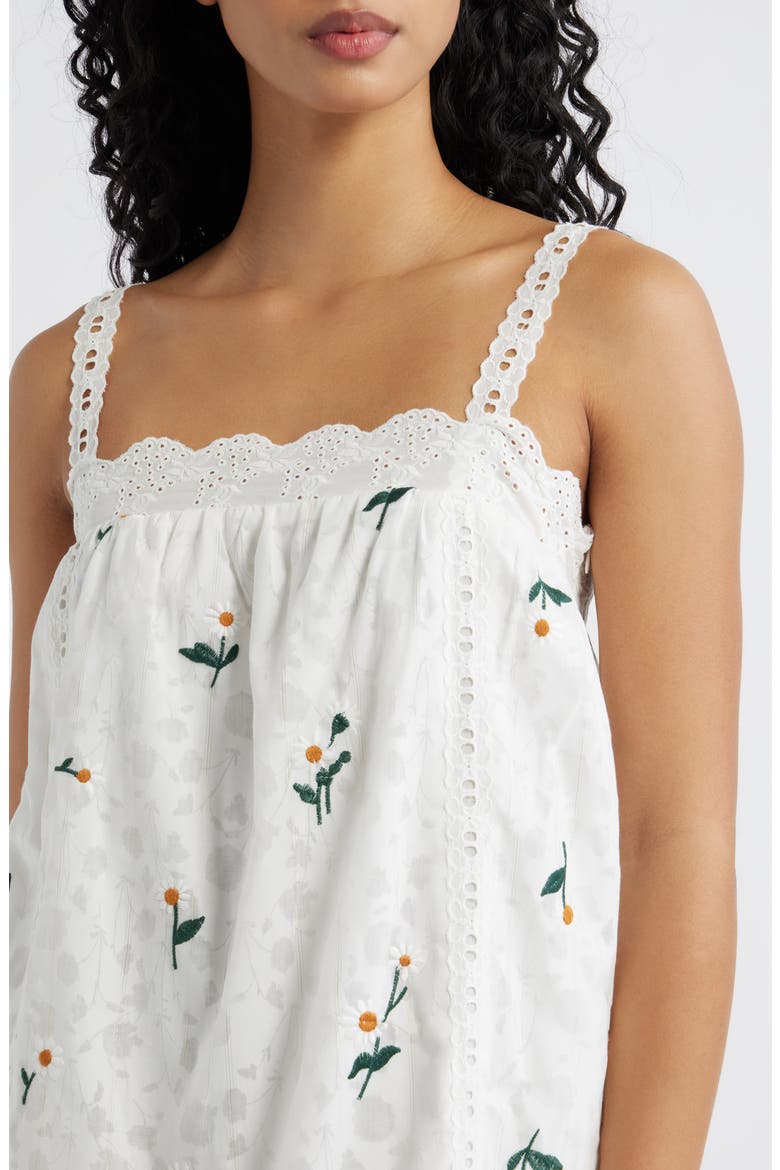 Marguerite Embroidered Eyelet Sleeveless Minidress, Alternate, color, IVORY MULTI