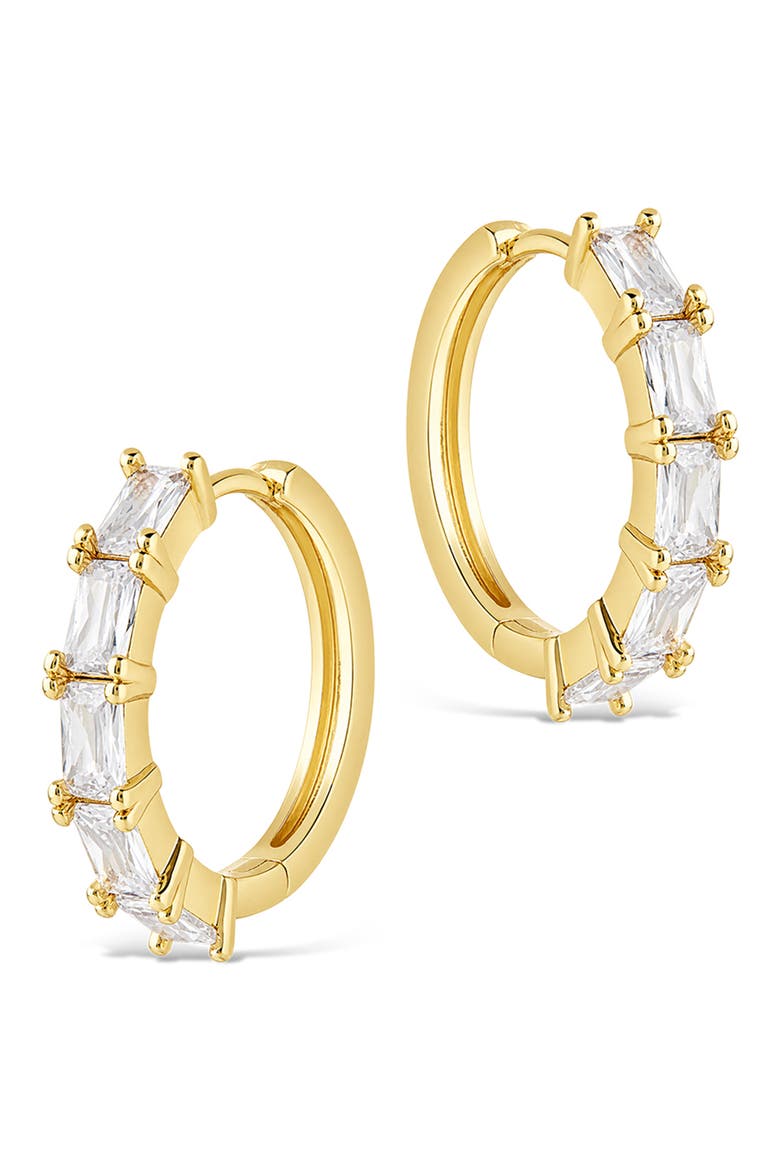 Baguette Cubic Zirconia Huggie Hoop Earrings, Alternate, color, GOLD