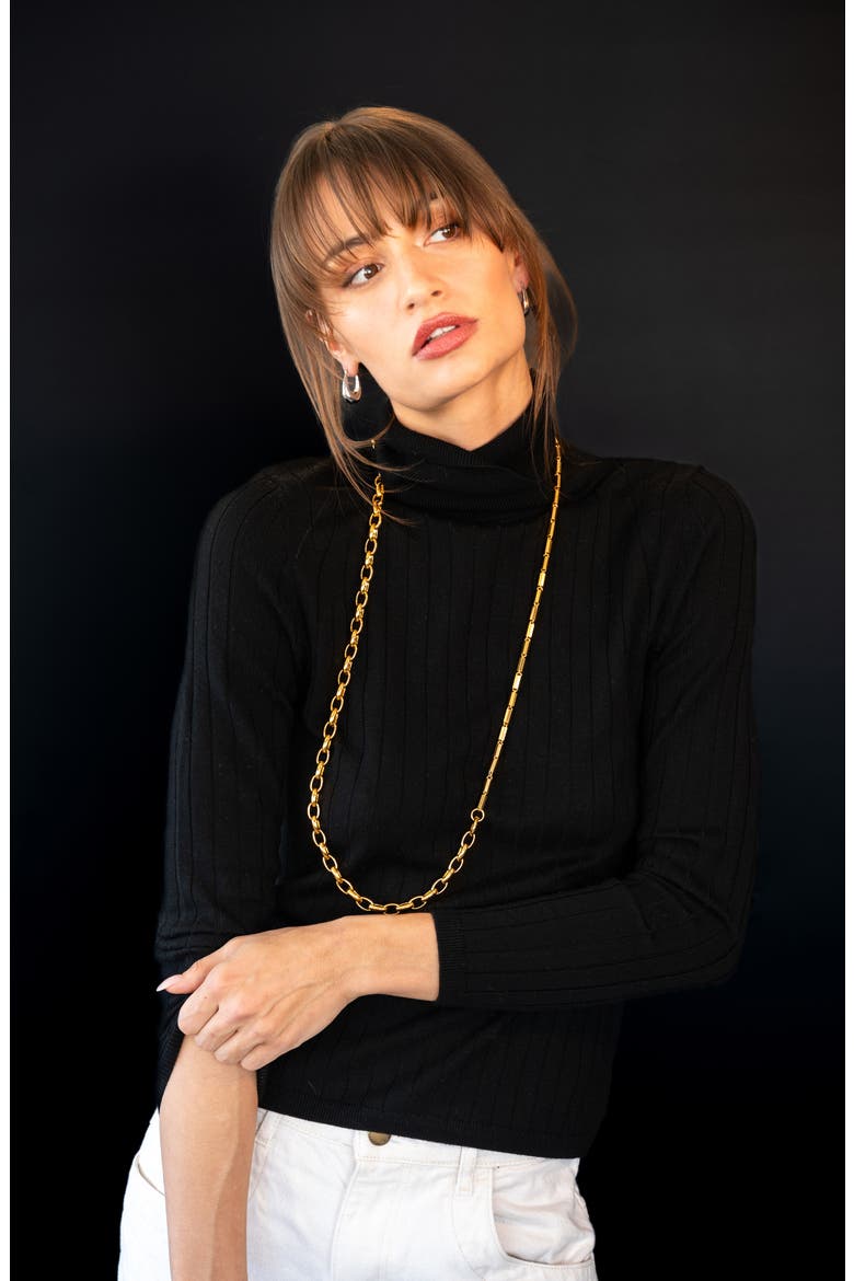 Double Link Necklace, Alternate, color, 14K GOLD