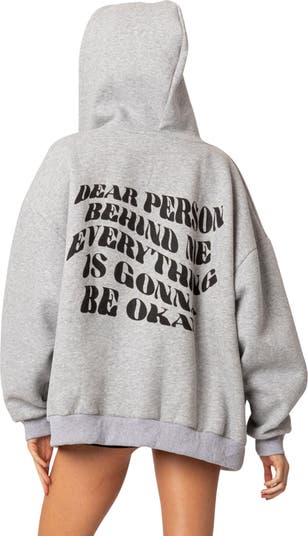 Everything's Okay Oversize Graphic Zip Hoodie