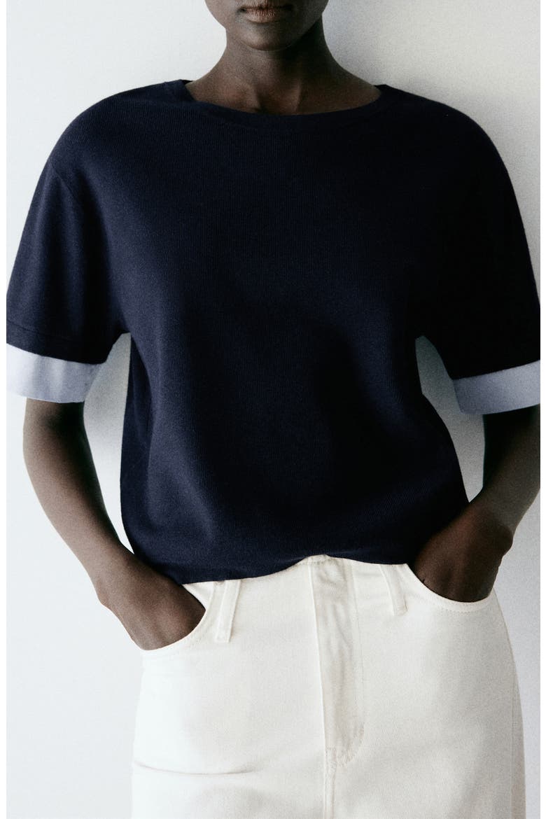 Biboy Striped Crewneck Sweater, Main, color, NAVY