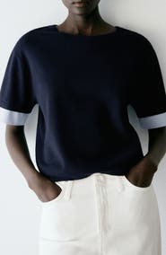 MANGO Biboy Striped Crewneck Sweater