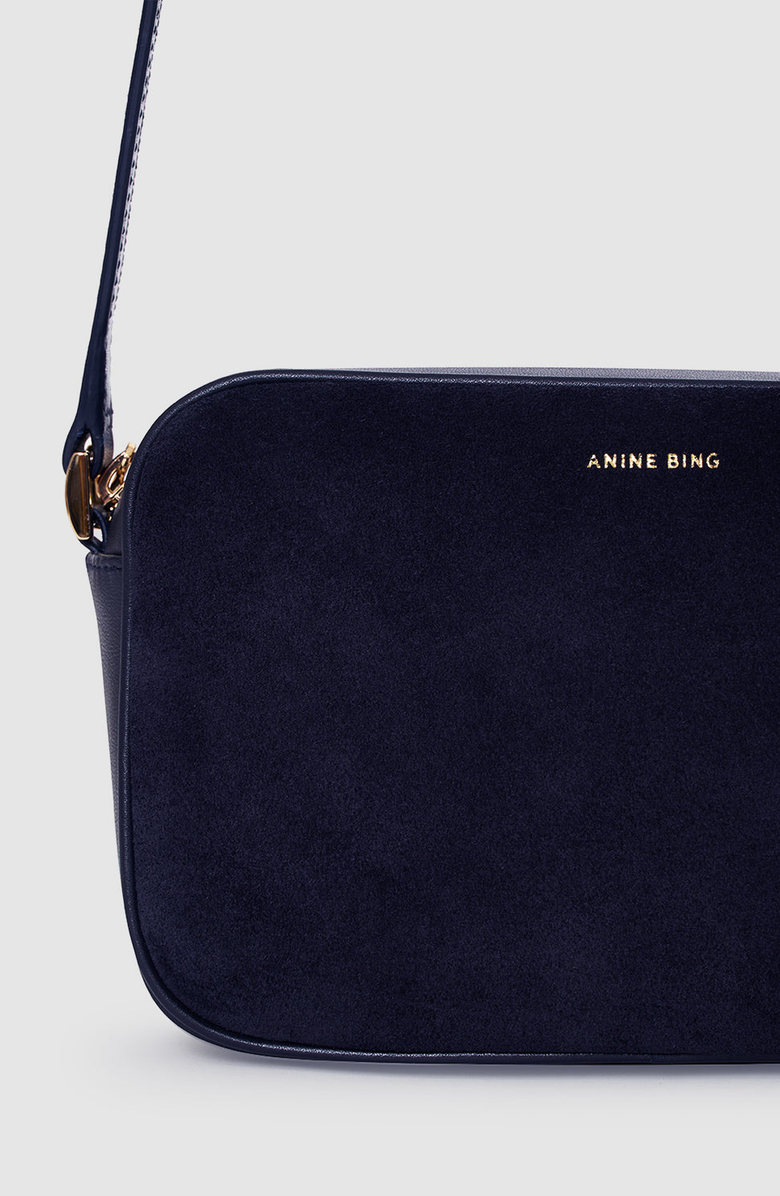 ANINE BING Elly Camera Bag, Alternate, color, Navy Suede