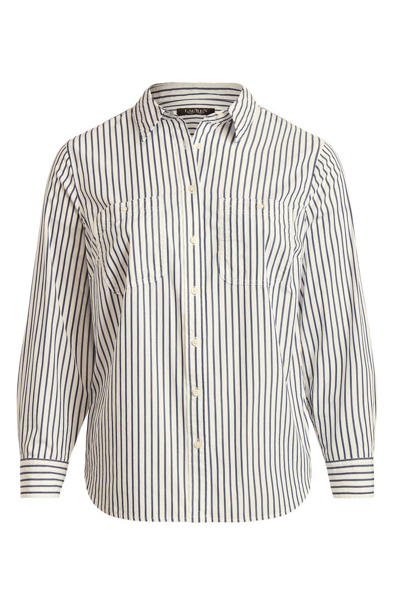 Lauren Ralph Lauren Rimnan Port Stripe Button-Up Shirt, Alternate, color, White/ Indigo