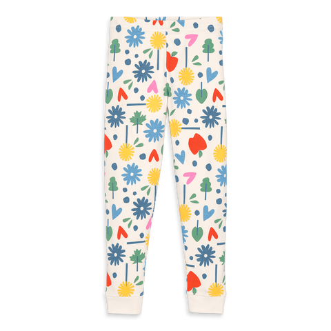 Kids Organic Pj Pant In Rainbow Garden Prints