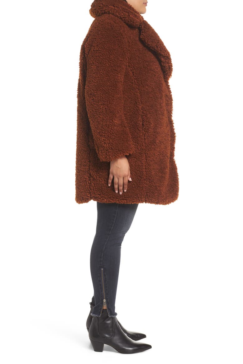 Faux Shearling Coat, Alternate, color, RUST