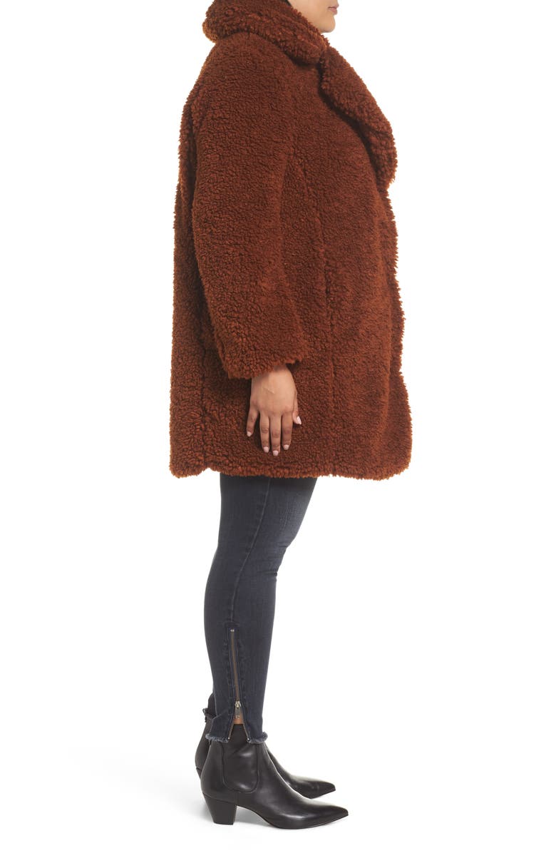 Kensie Faux Shearling Coat, Alternate, color, 