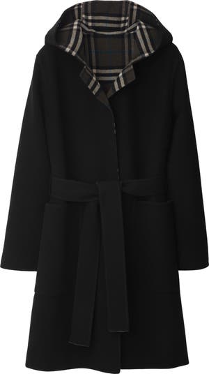Mid-length Reversible Check Wool Car Coat