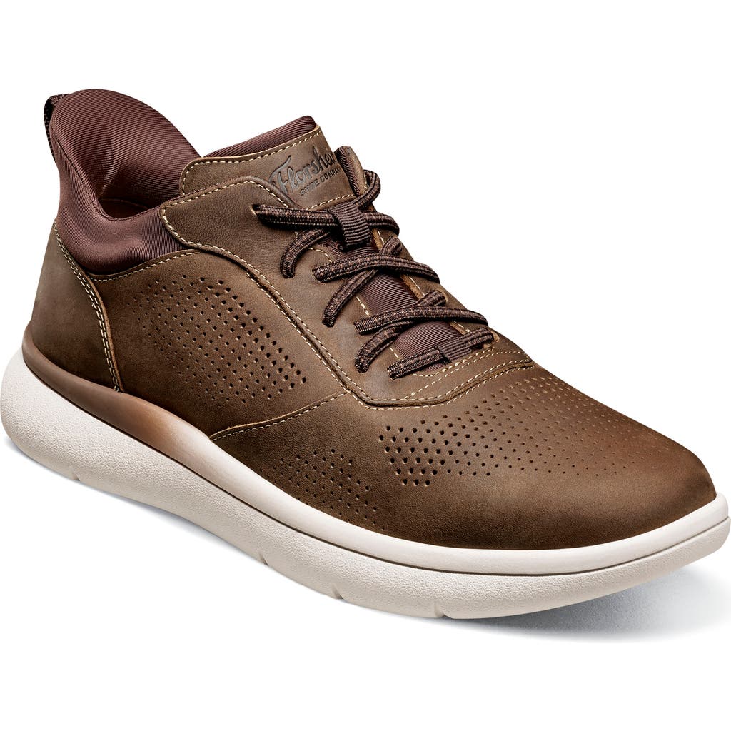 Florsheim Fleet Perforated Toe Elastic Lace Sneaker In Brown