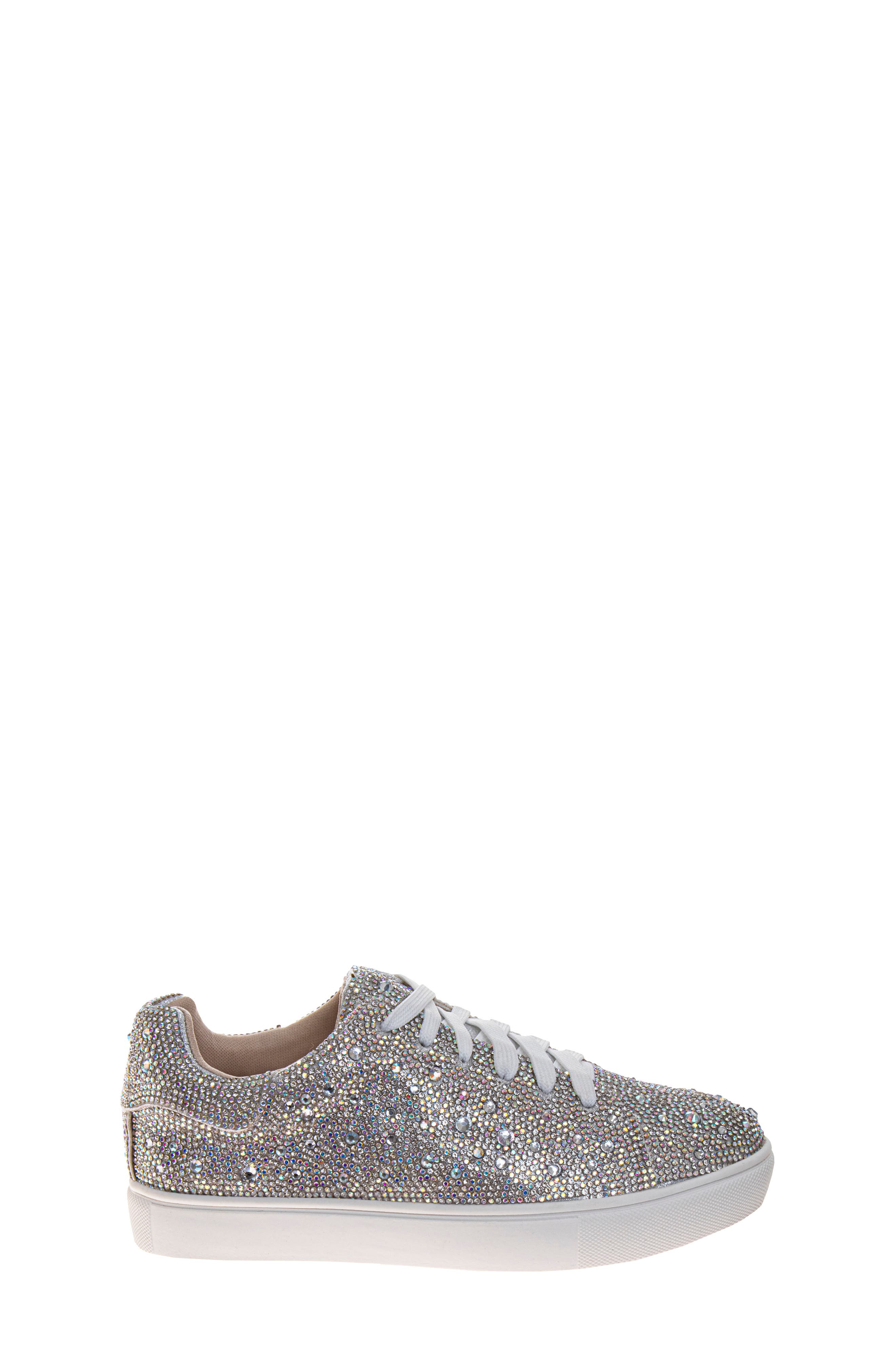 Kids' Glitzy Sneaker, Alternate, color, SILVER