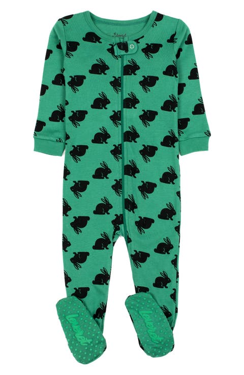 Footed Cotton Easter Matching Family Pajamas, Bunny Prints