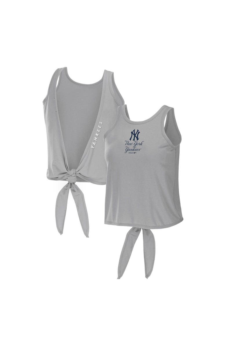 WEAR by Erin Andrews Women's WEAR by Erin Andrews Gray New York Yankees Open Back Twist Tie Tank Top, Main, color, 