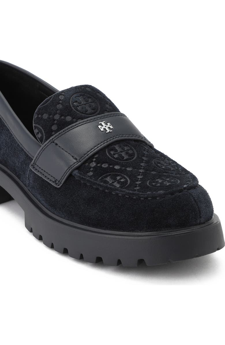 Tory Burch T Monogram Lug Sole Loafer, Alternate, color, Navy / Navy / Navy