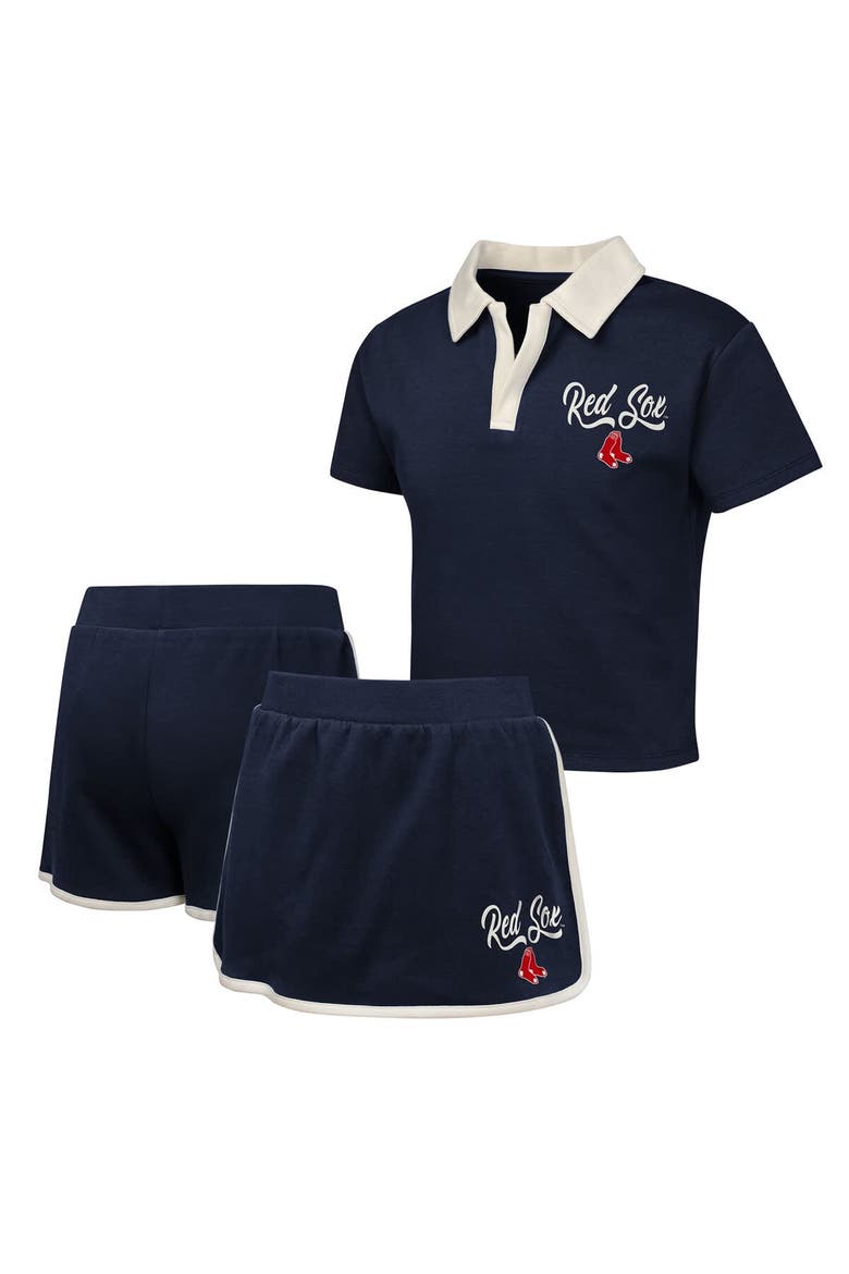 Girls Youth Navy Boston Red Sox Base Trainer Johnny Polo and Skort Set, Main, color, Navy