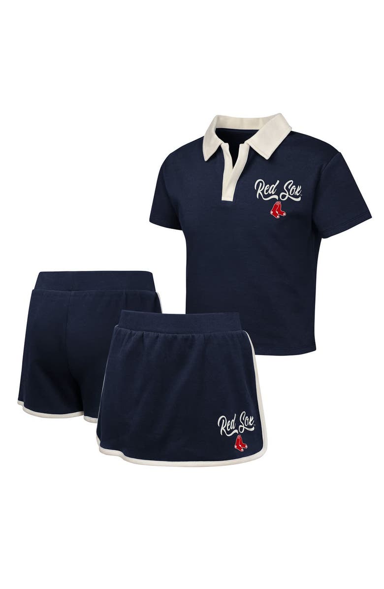 Outerstuff Girls Youth Navy Boston Red Sox Base Trainer Johnny Polo and Skort Set, Main, color, Navy