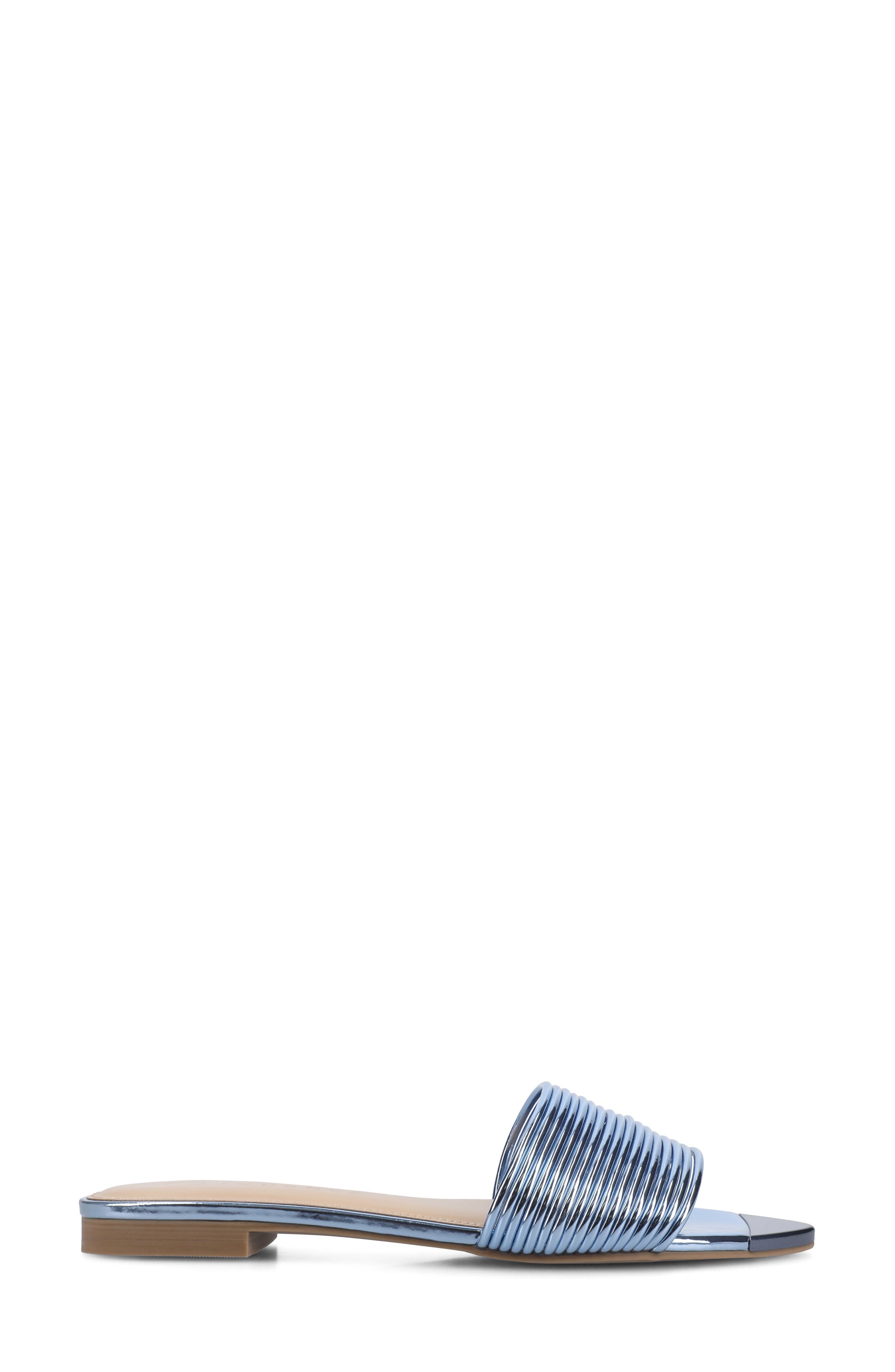 Feather Faux Leather Slide Sandal, Alternate, color, BLUE