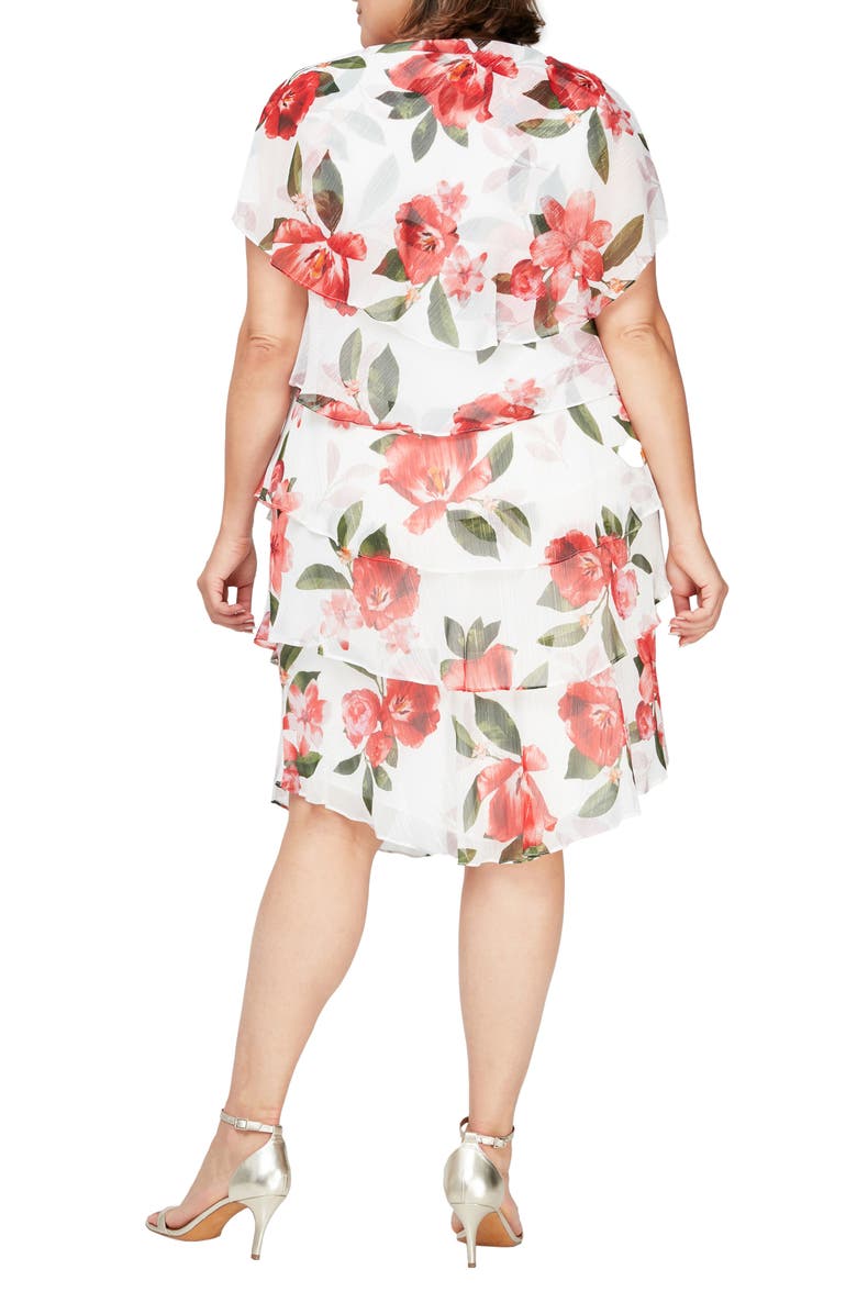 SL FASHIONS Floral Print Tiered Dress, Alternate, color, 