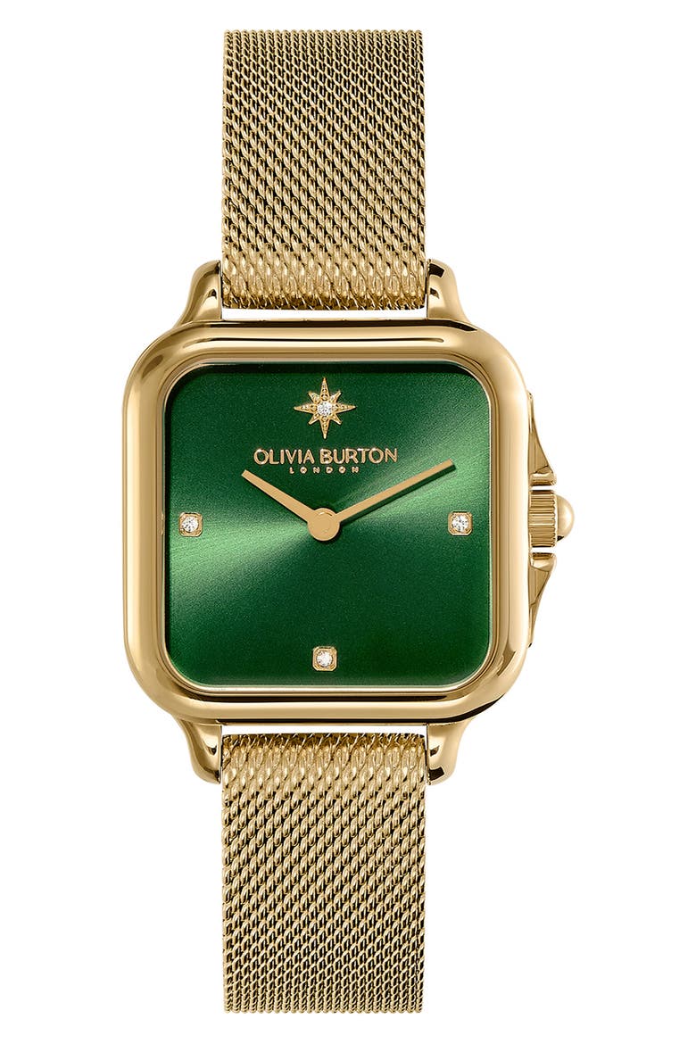 Grosvenor Bracelet Watch, 28mm, Main, color, GOLD/ GREEN