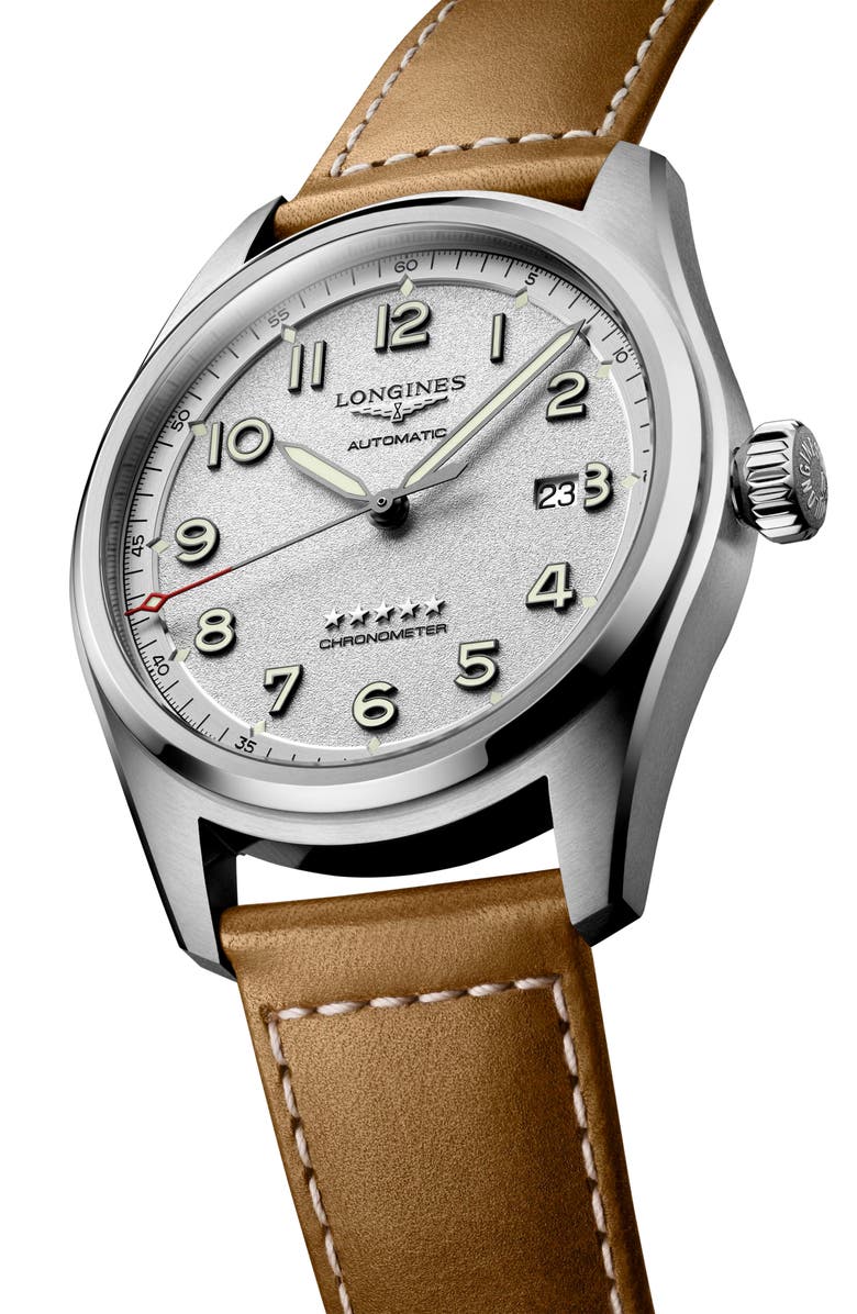 Longines Spirit Automatic Leather Strap Watch, 42mm, Alternate, color,