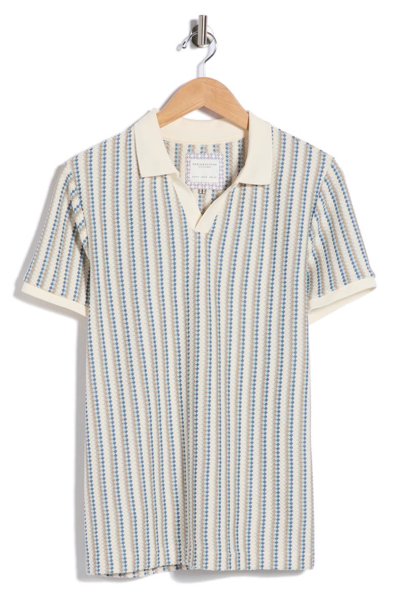 Johnny Collar Knit Polo, Alternate, color, CREAM/ BLUE