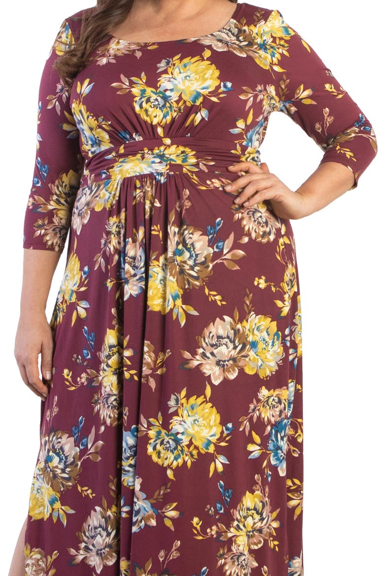 Maya Knit Maxi Dress, Alternate, color, BORDEAUX BLOOMS