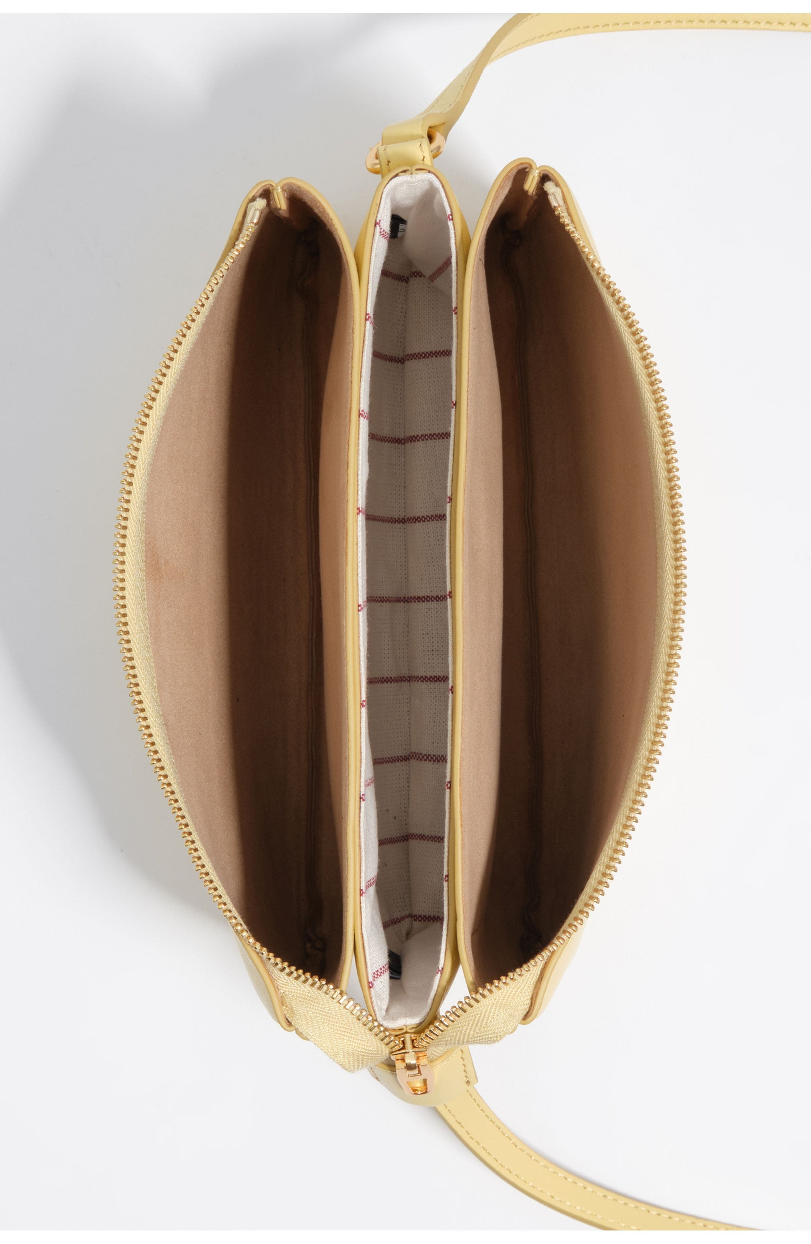 Mini Leather Triple Clutch Bag, Alternate, color, BANANA