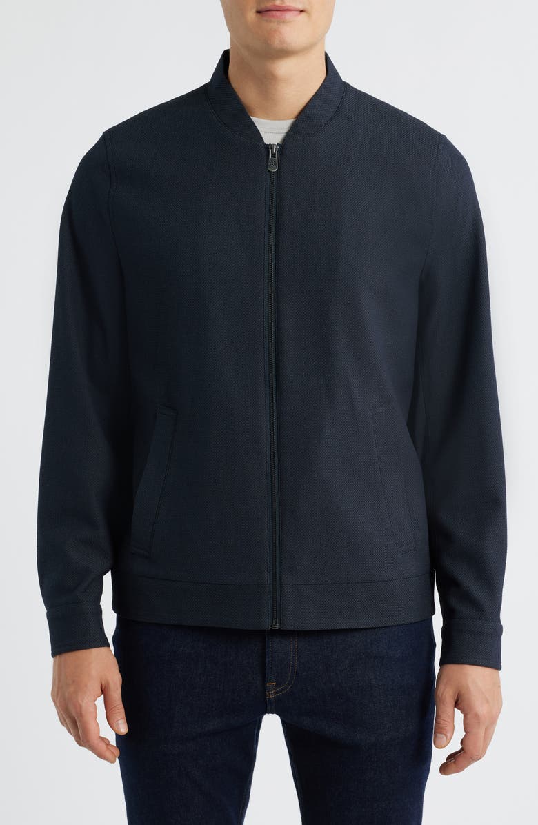 Johnston & Murphy Pattern Zip Jacket, Alternate, color, Navy