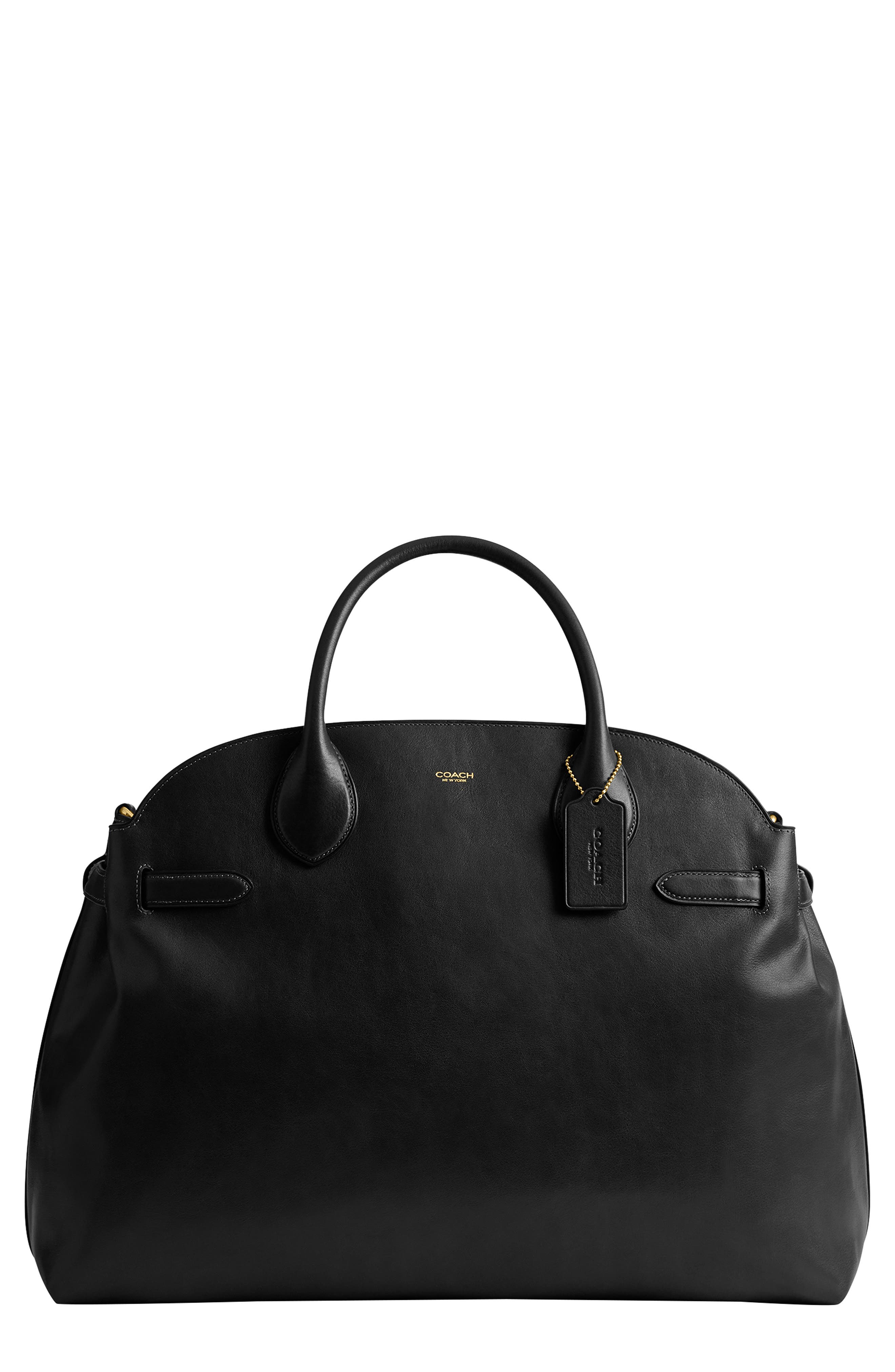 COACH Empire Soft Leather Carryall Satchel, Main, color, Black