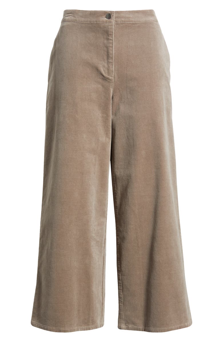 Eileen Fisher Wide Leg Crop Corduroy Pants, Alternate, color, Taupe