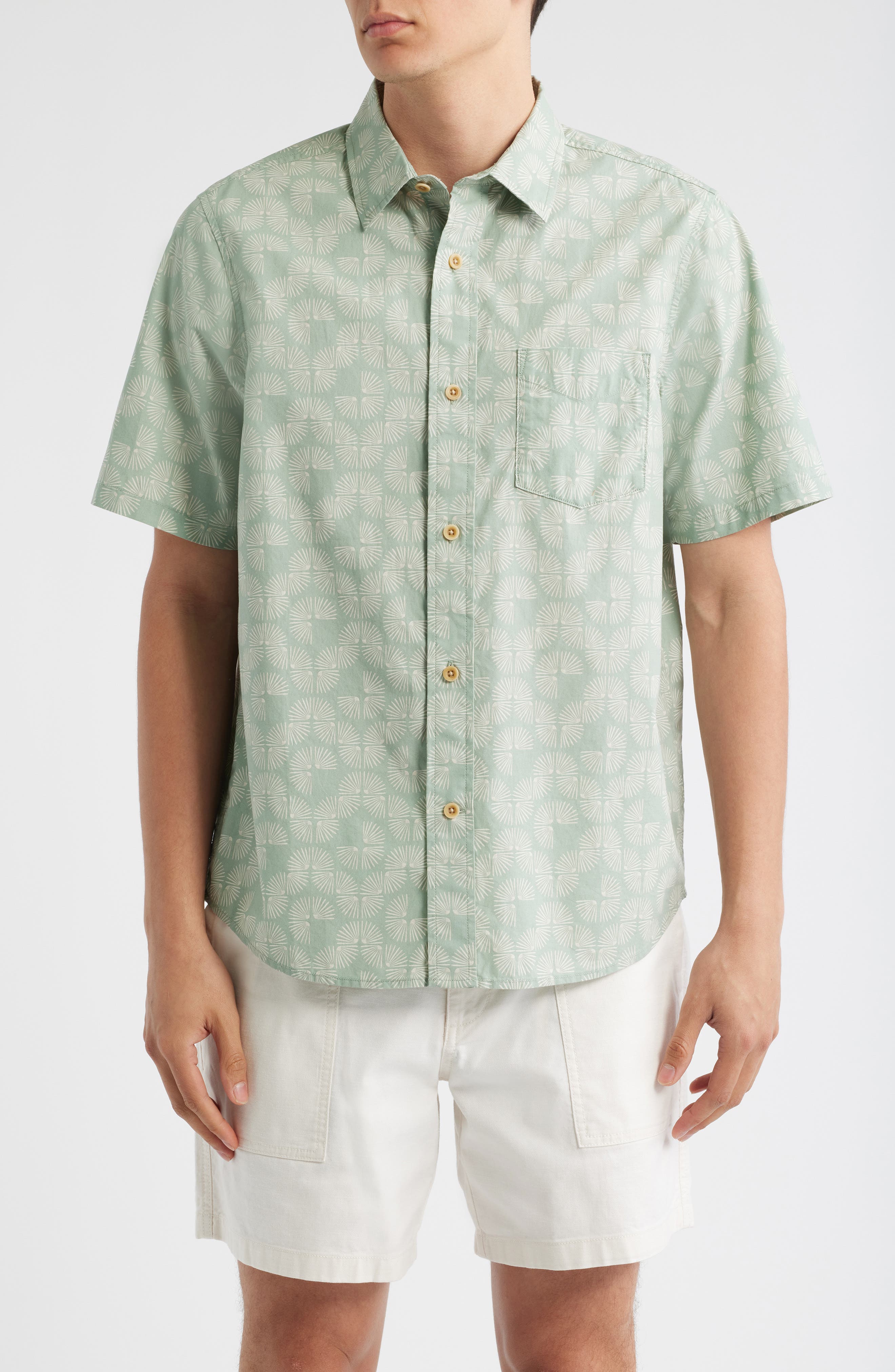 Treasure & Bond Lived In Short Sleeve Poplin Button-Up Shirt