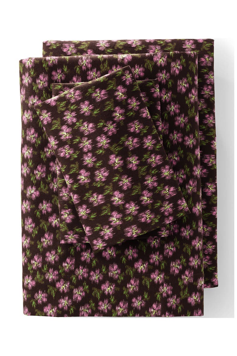 5oz Velvet Flannel Plaid Sheets, Main, color, Rich Coffee Artistic Floral