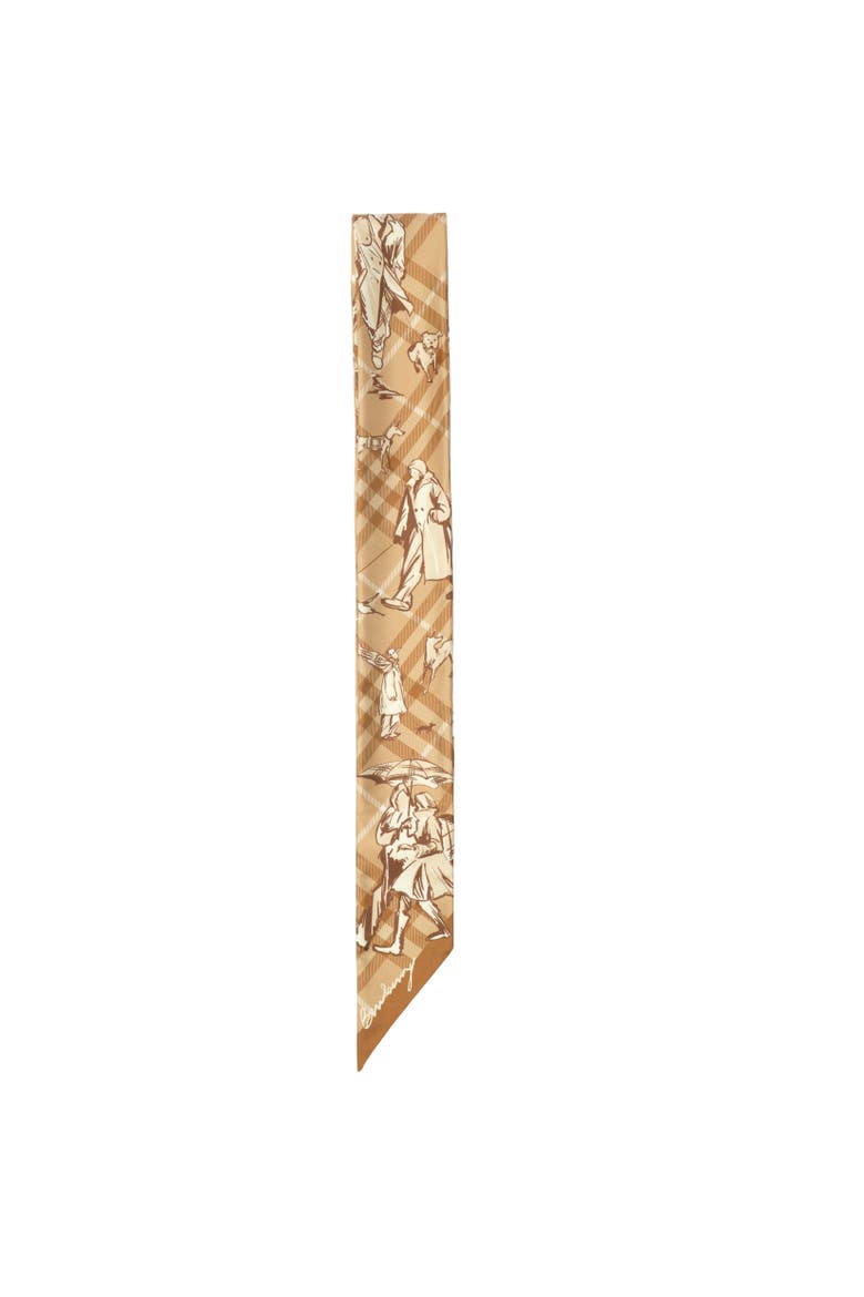 Skinny Check Mates Silk Scarf, Alternate, color, Finch beige