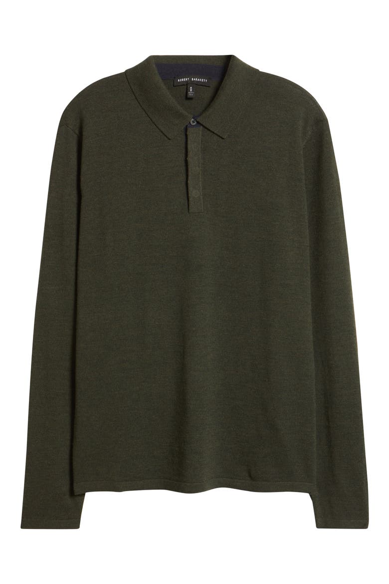 Thomas Merino Wool Long Sleeve Polo, Alternate, color, OLIVE