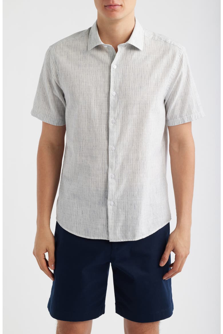 Daxton Print Cotton Blend Sport Shirt, Main, color, WASHED BLUE