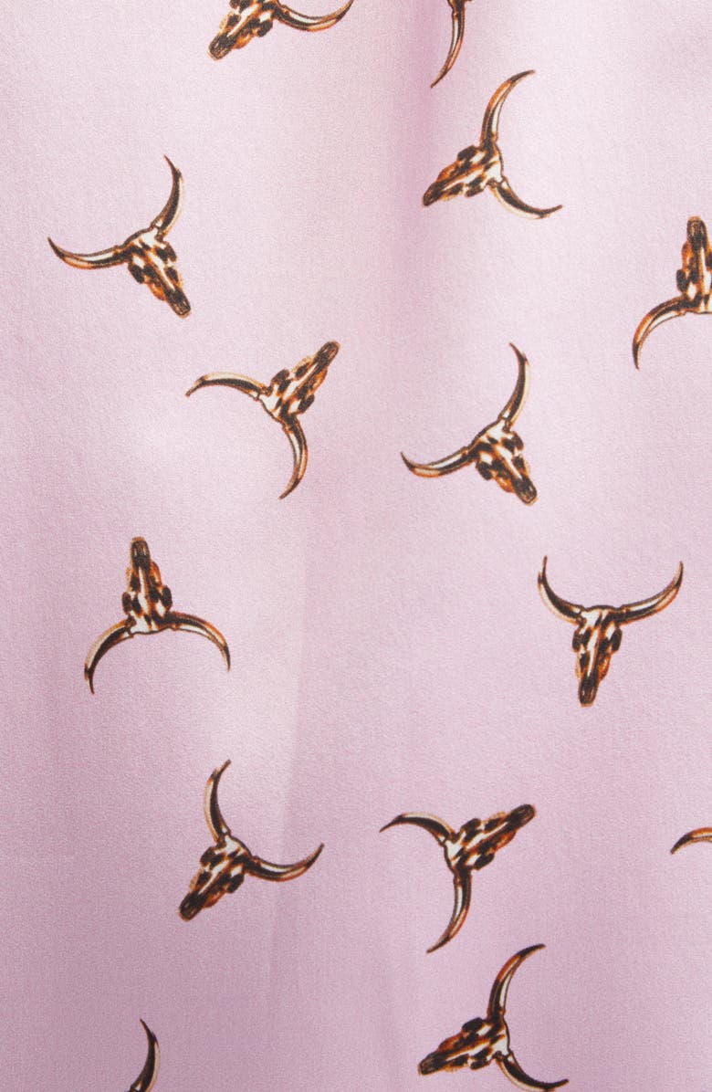 L'AGENCE Dani Bull Skull Silk Button-Up Shirt, Alternate, color,