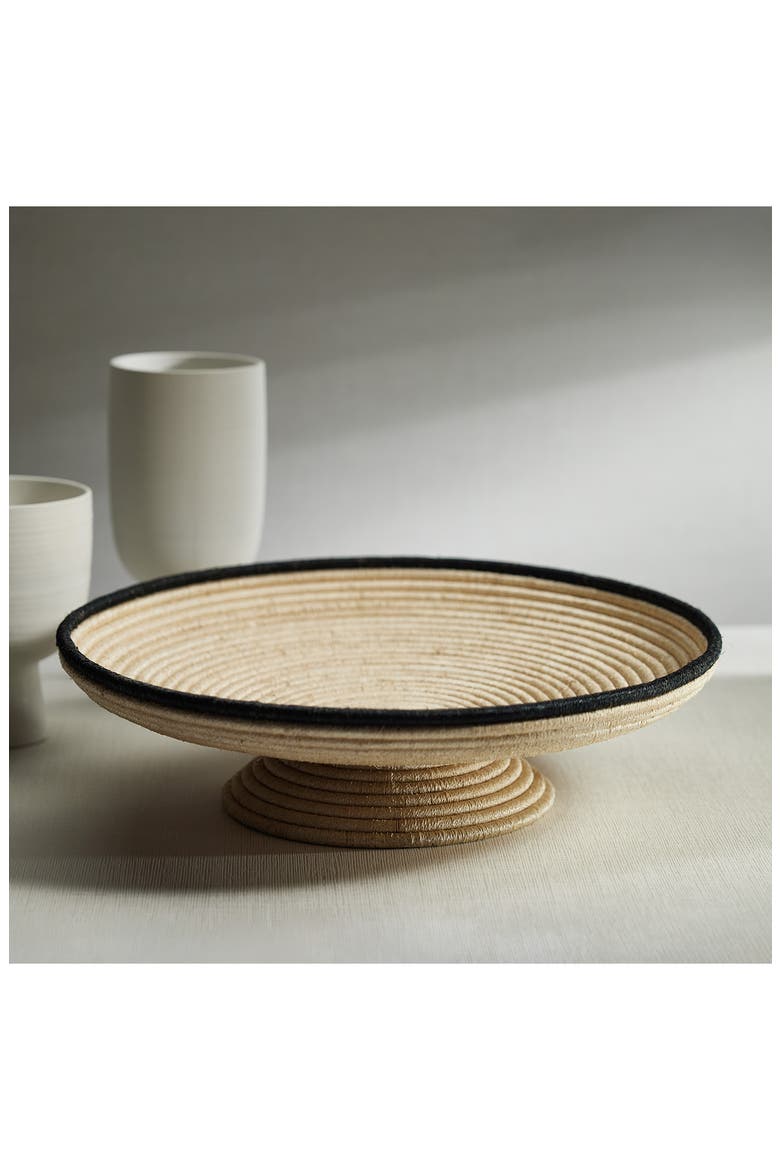 Matera Coiled Footed Bowl, Alternate, color, BEIGE/ BLACK