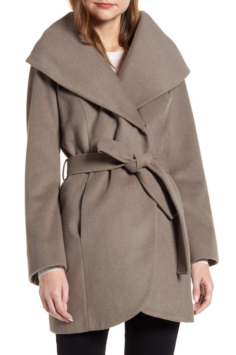 Wool Blend Wrap Coat, Main, color, PEBBLE