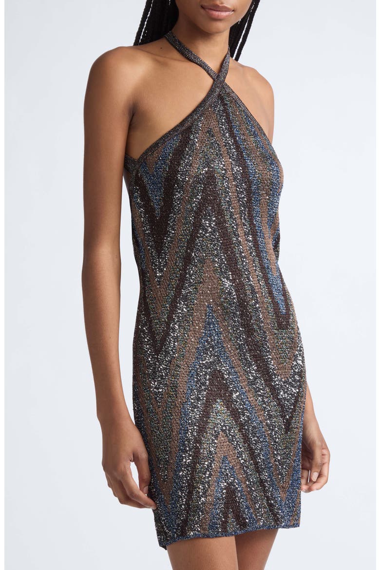 Sequin Halter Minidress, Alternate, color, S91U7-BLACK BASE WITH BLUE