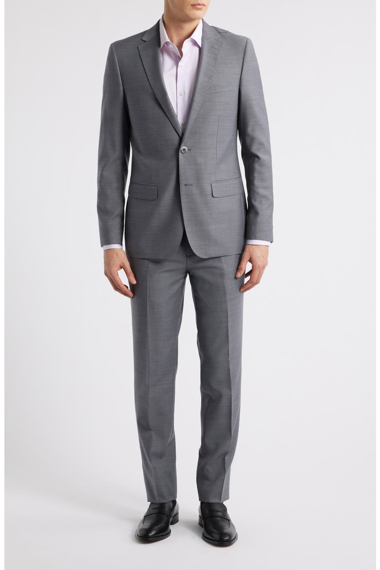 Matteo Slim Fit Grey Mélange Wool Suit, Main, color, GREY